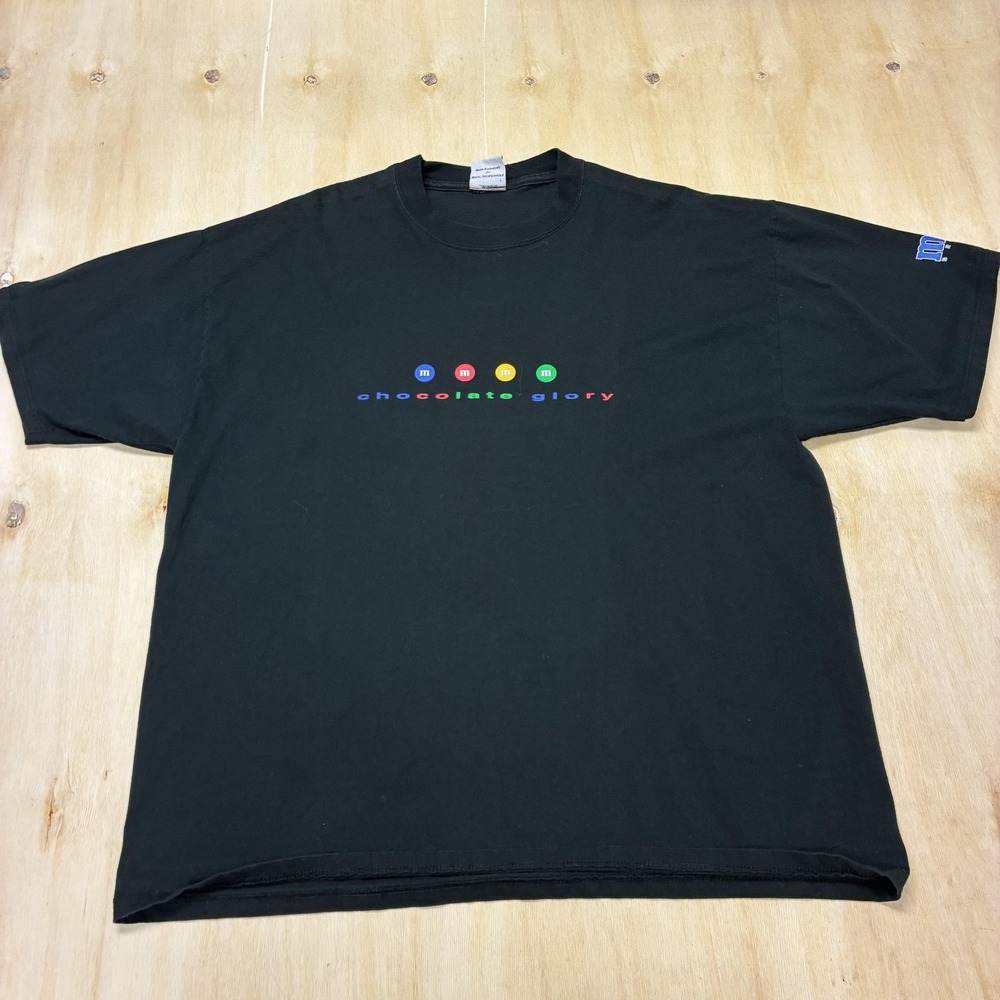 M&M's Chocolate Glory Shirt Mens 2XL Black Candy Logo Advertising Tee T-Shirt